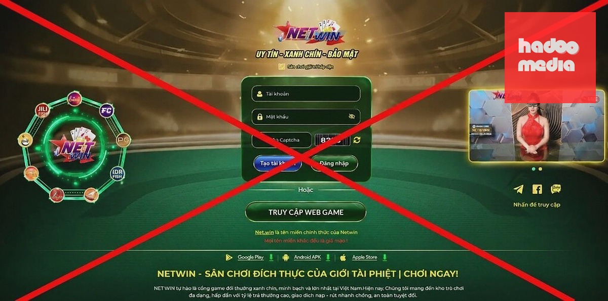 Hình ảnh giao diện trang web Net.win. Ảnh: Công an Hưng Yên