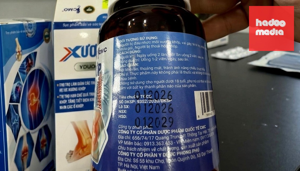 Sản phẩm thực phẩm bảo vệ sức khỏe xương khớp YDUOCPHONGPHU bị thu hồi vì được xác định không có chất hỗ trợ xương khớp glucosamin như công bố - Ảnh: QUỐC NAM