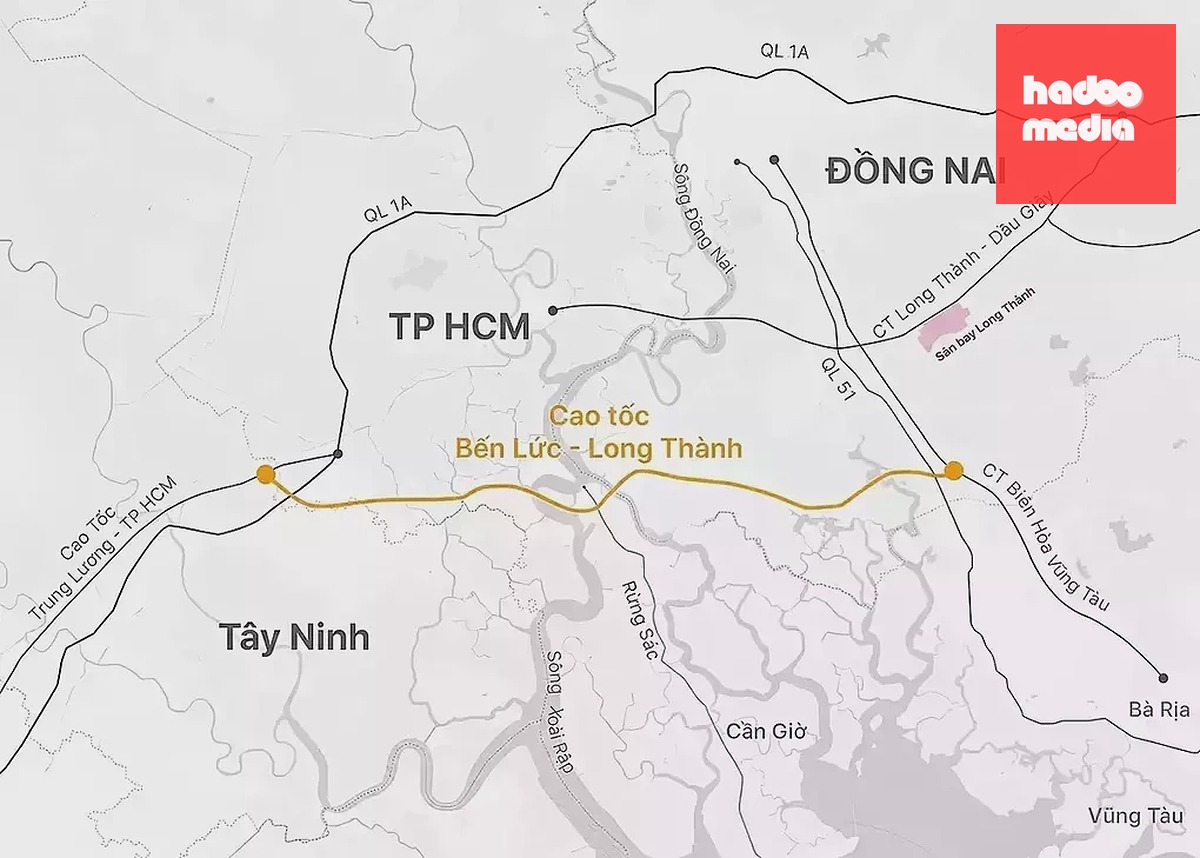 Hướng tuyến cao tốc Bến Lức - Long Thành. Đồ họa: Hoàng Thanh