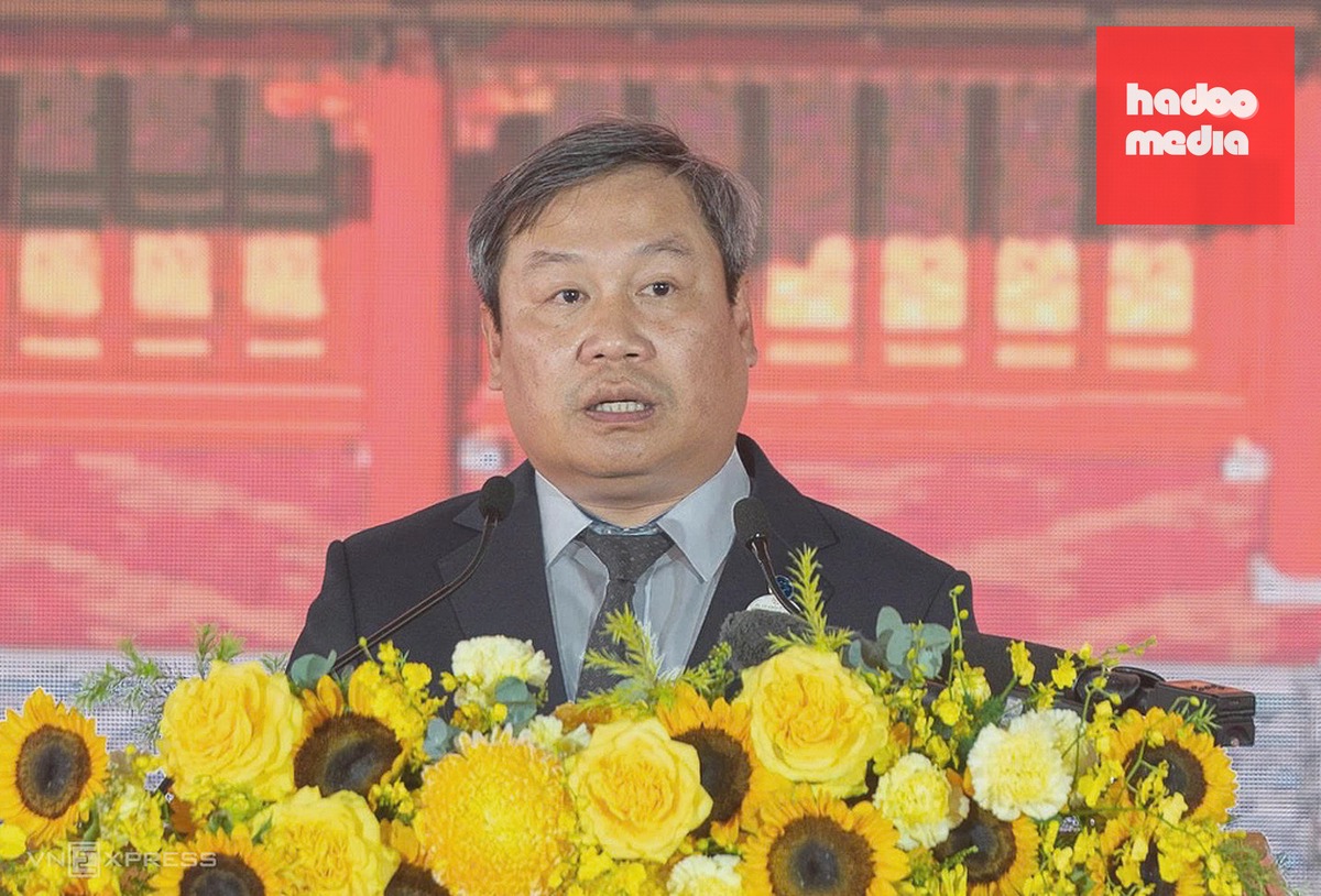 Ông Vũ Đại Thắng, Chủ tịch UBND TP Hà Nội, phát biểu tại lễ khởi công. Ảnh: Thế Bằng