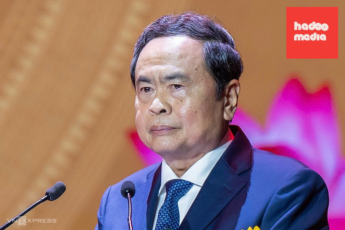Chủ tịch Quốc hội Trần Thanh Mẫn phát biểu tại Lễ kỷ niệm 150 năm Ngày sinh quyền Chủ tịch nước Huỳnh Thúc Kháng. Ảnh: Nguyễn Đông