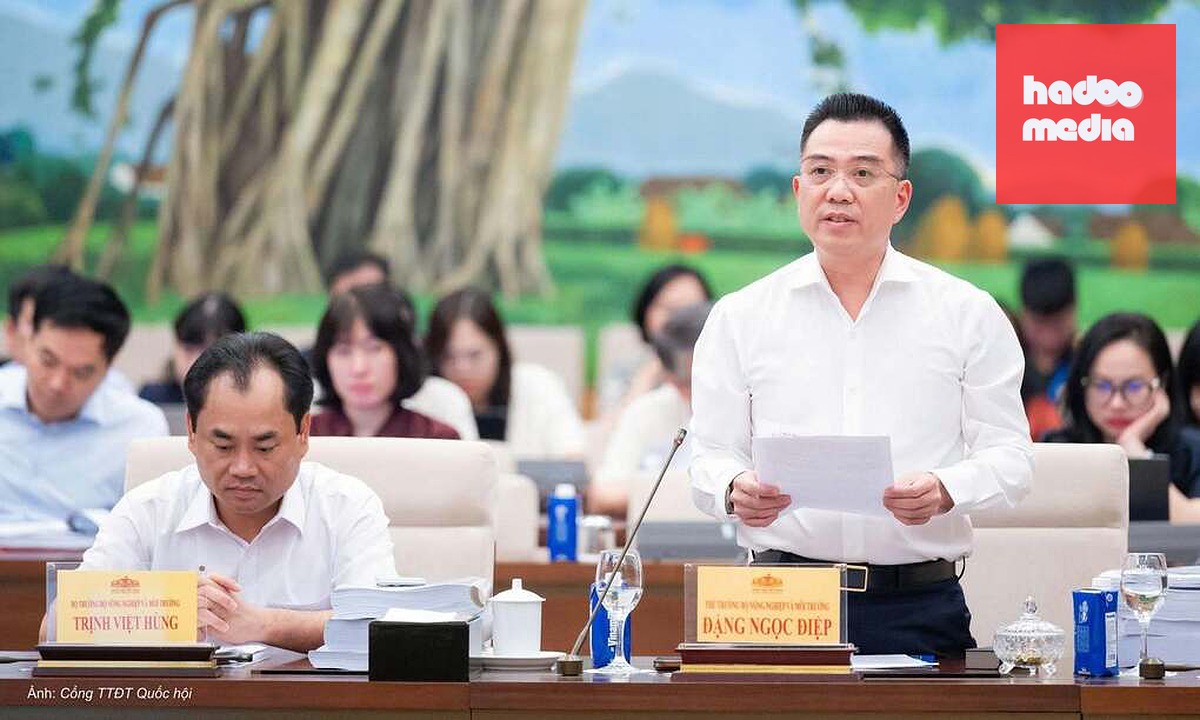 Thứ trưởng Nông nghiệp và Môi trường Đặng Ngọc Điệp trình bày tại phiên họp chiều 1/10. Ảnh: Cổng Thông tin điện tử Quốc hội