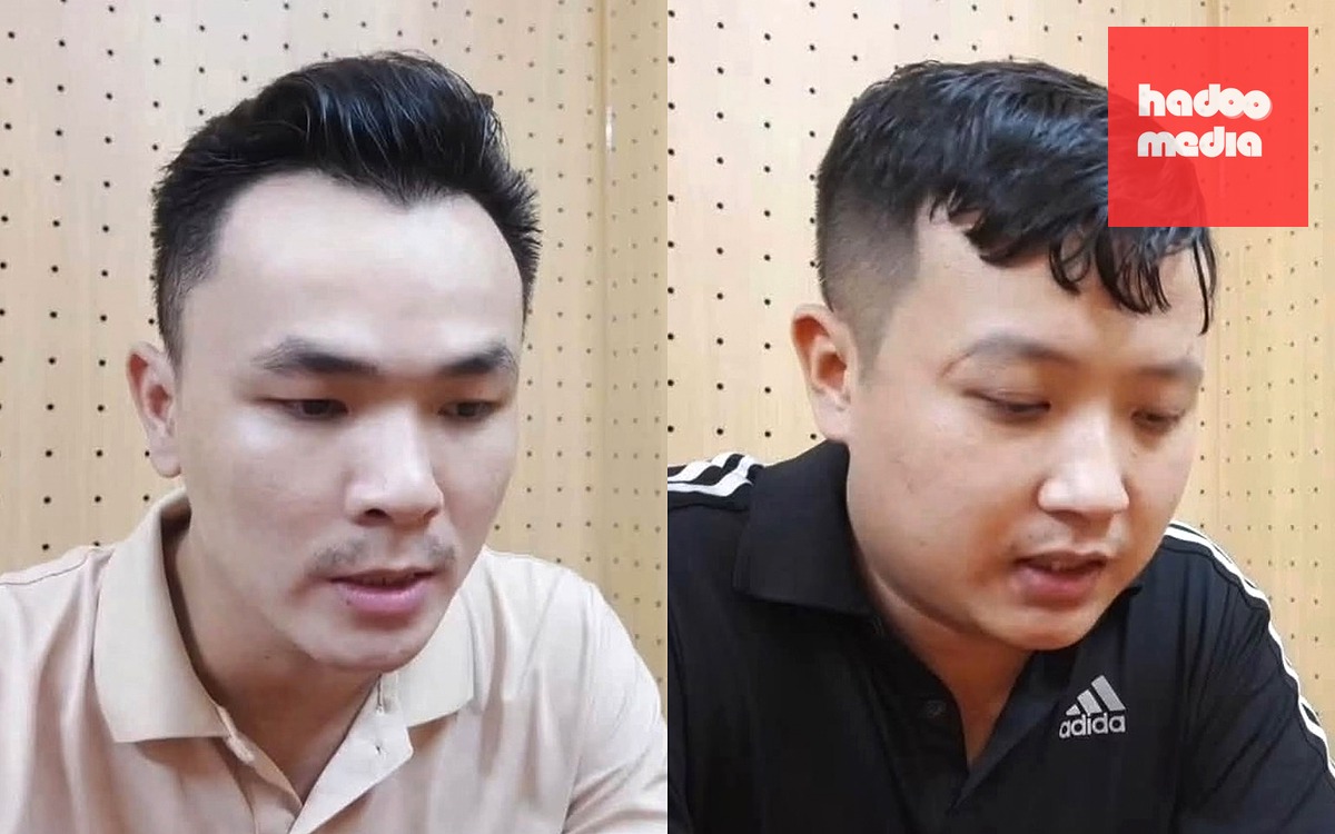 Lợi và Vương bị công an bắt giữ vì hành vi lừa đảo chiếm đoạt tài sản - Ảnh: Công an cung cấp