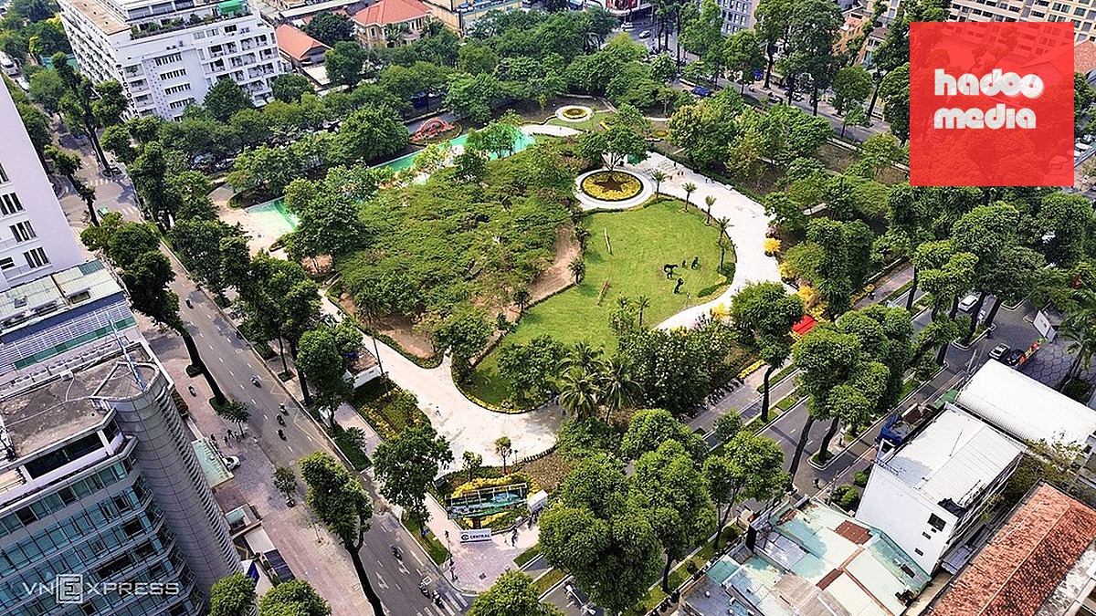 Đường Võ Văn Tần (phía trái) đoạn qua công viên khu vực dự án Nhà thi đấu Phan Đình Phùng. Ảnh: An Phương