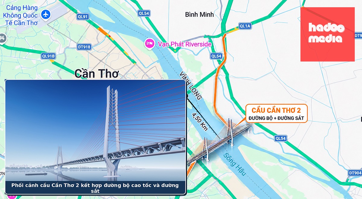 Cầu Cần Thơ 2 sẽ kết hợp giữa đường bộ cao tốc và đường sắt - Đồ họa: MẬU TRƯỜNG