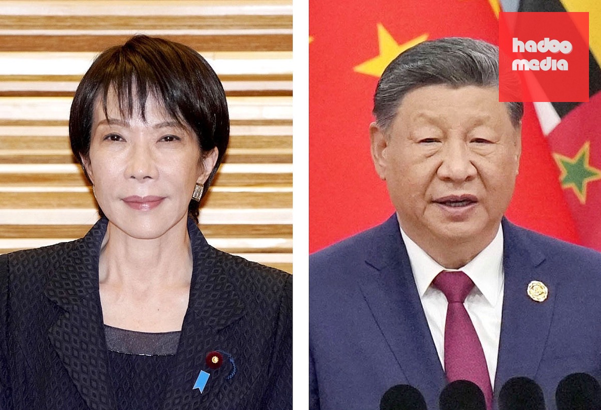 Thủ tướng Nhật Bản Takaichi Sanae (trái) và Chủ tịch Trung Quốc Tập Cận Bình - Ảnh: KYODO NEWS