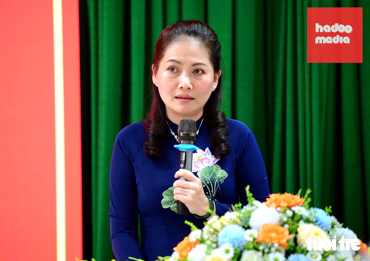 Tân Giám đốc Học viện Cán bộ TP.HCM Nguyễn Thị Nhật Hằng phát biểu nhận nhiệm vụ - Ảnh: QUANG ĐỊNH