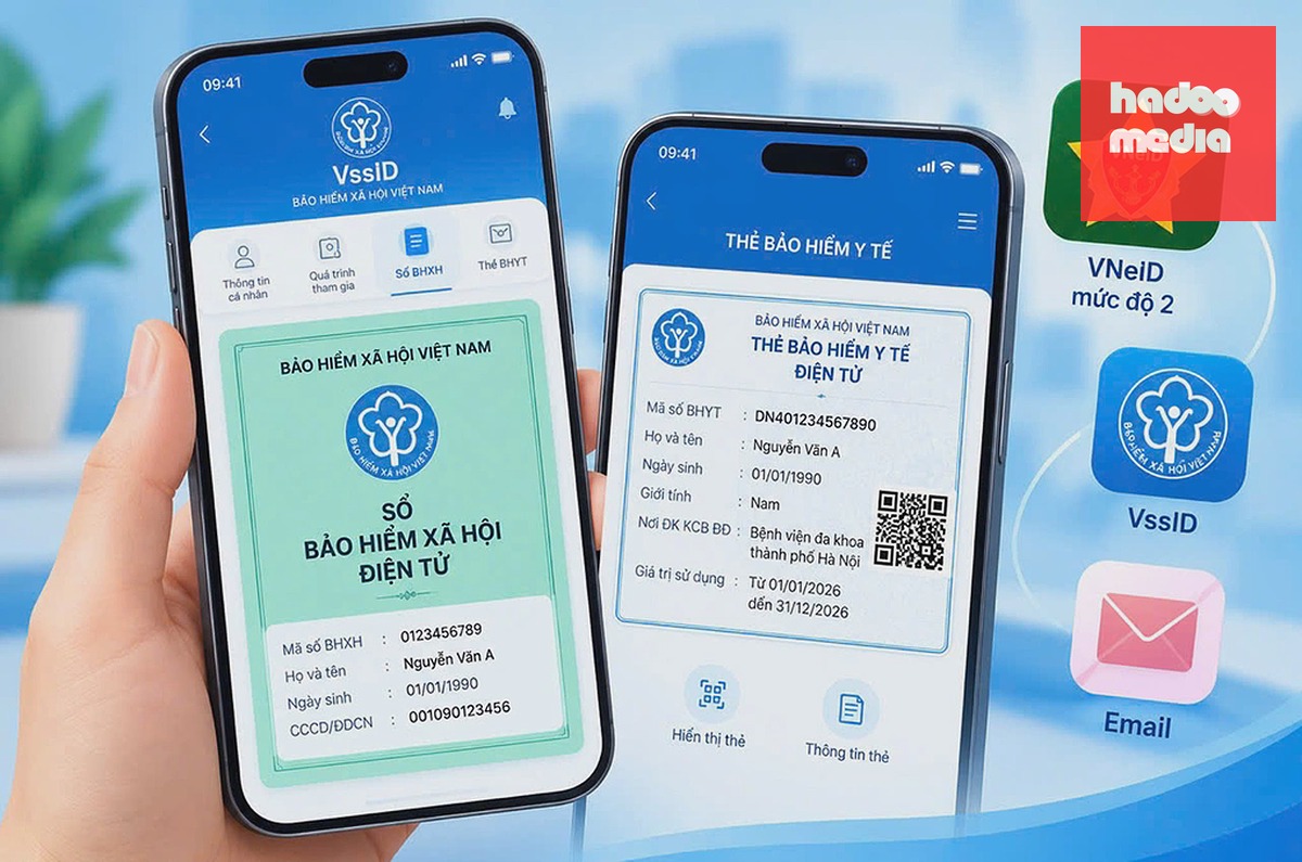 Sổ BHXH điện tử, thẻ BHYT điện tử hiện đã được cập nhật trên ứng dụng VssID. Ảnh minh họa: BHXH TP Hà Nội