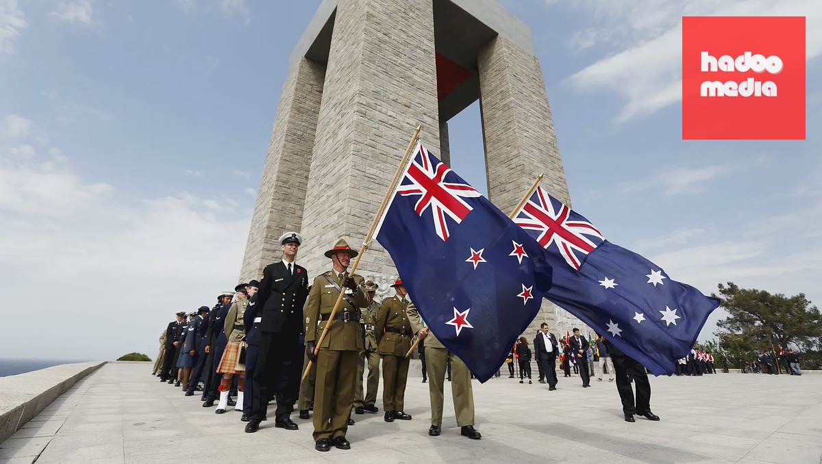 Australští a novozélandští vojáci při ceremonii v Turecku (2016)