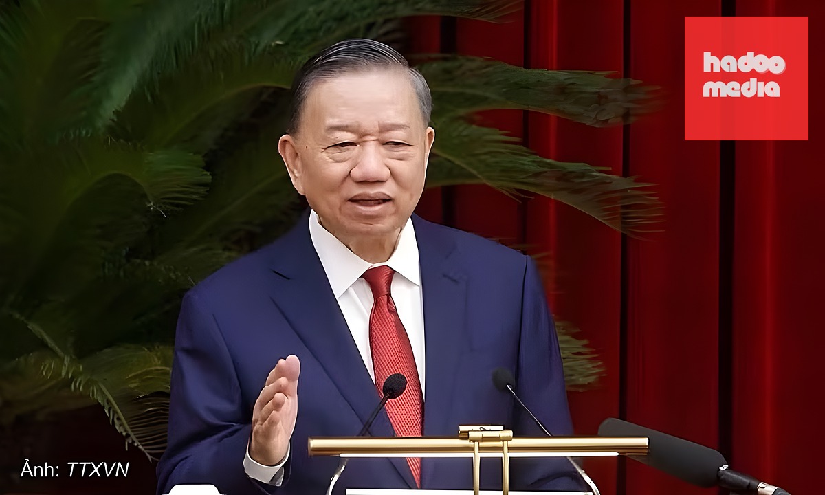 Tổng Bí thư, Chủ tịch nước Tô Lâm phát biểu bế mạc Hội nghị Trung ương 4 khóa 14, chiều 8/10. Ảnh: TTXVN