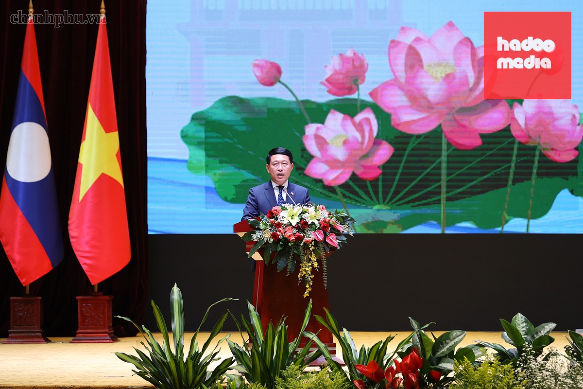 Thủ tướng Lào Saleumxay Kommasith phát biểu tại hội nghị - Ảnh: chinhphu.vn