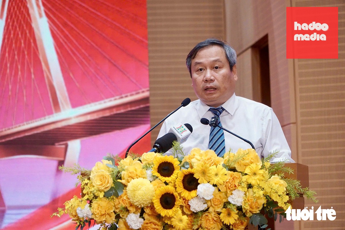 Chủ tịch Hà Nội phát biểu tại buổi lễ - Ảnh: PHẠM TUẤN