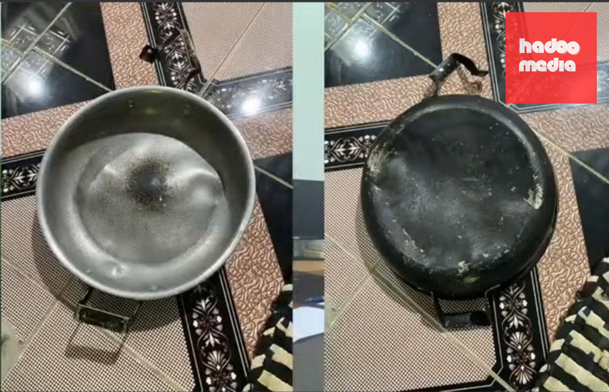 Cái chảo mà người vợ dùng đánh chồng - Ảnh: NLĐ