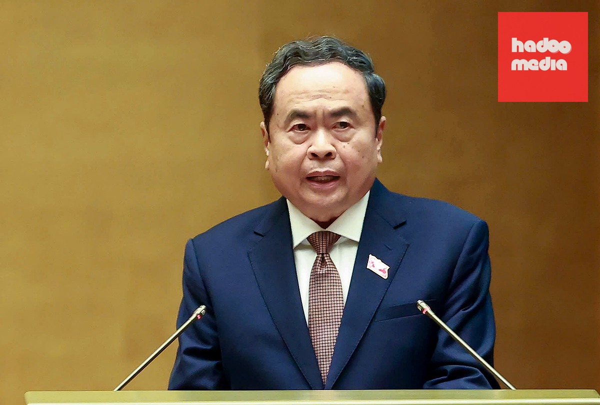Chủ tịch Quốc hội Trần Thanh Mẫn phát biểu - Ảnh: NGUYỄN KHÁNH