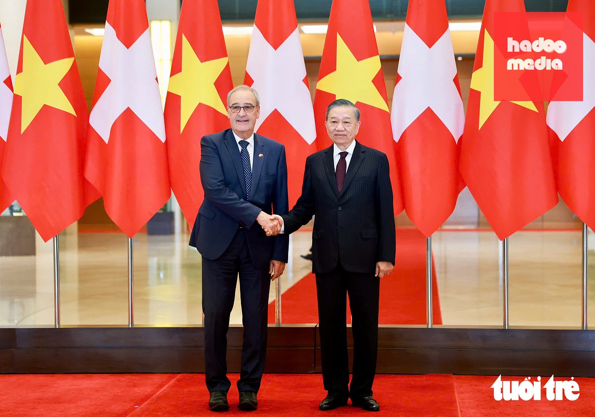 Tổng Bí thư, Chủ tịch nước Tô Lâm và Tổng thống Thụy Sĩ Guy Parmelin - Ảnh: NGUYỄN KHÁNH
