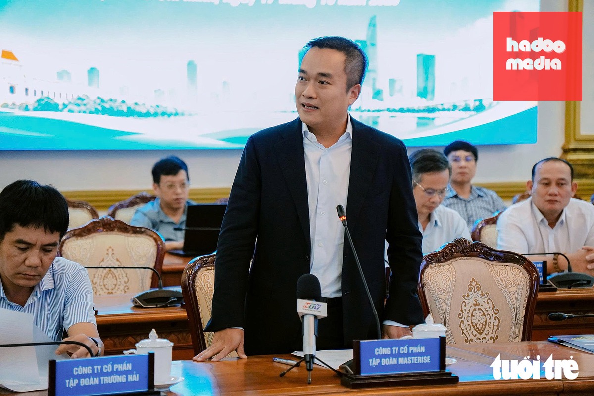 Ông Hồ Anh Ngọc - đại diện Công ty Tập đoàn Masterise phát biểu - Ảnh: HỮU DUY