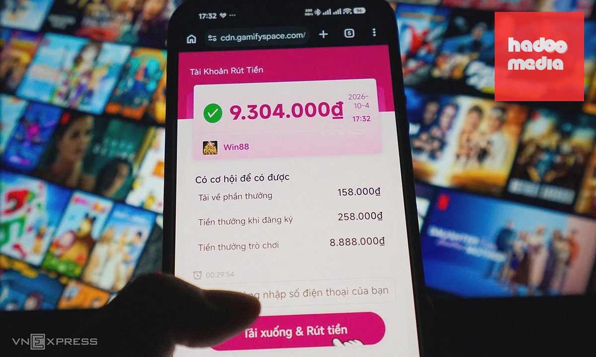 Giao diện thông báo trúng thưởng khi xem video phim ngắn. Ảnh: Bảo Lâm