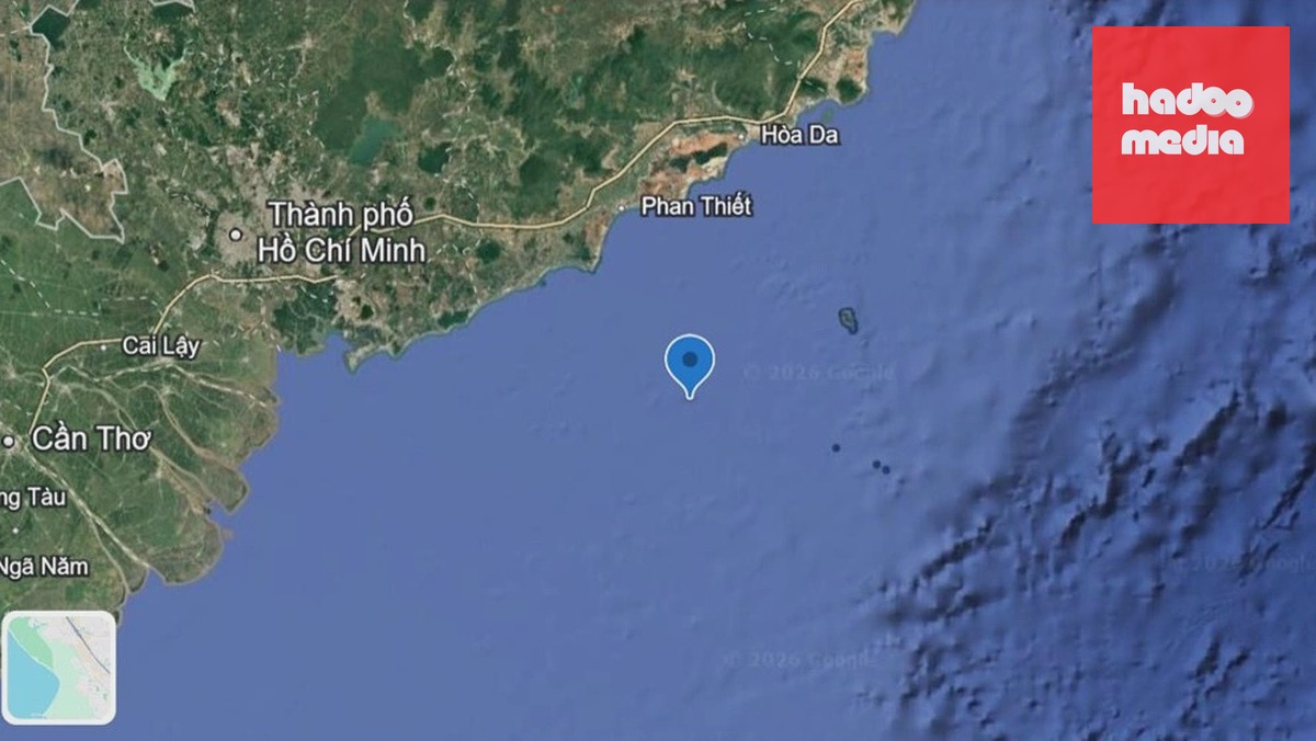 Vị trí tàu gặp nạn cách giàn khoan Sư Tử Trắng 1 hải lý. Ảnh: Google Earth