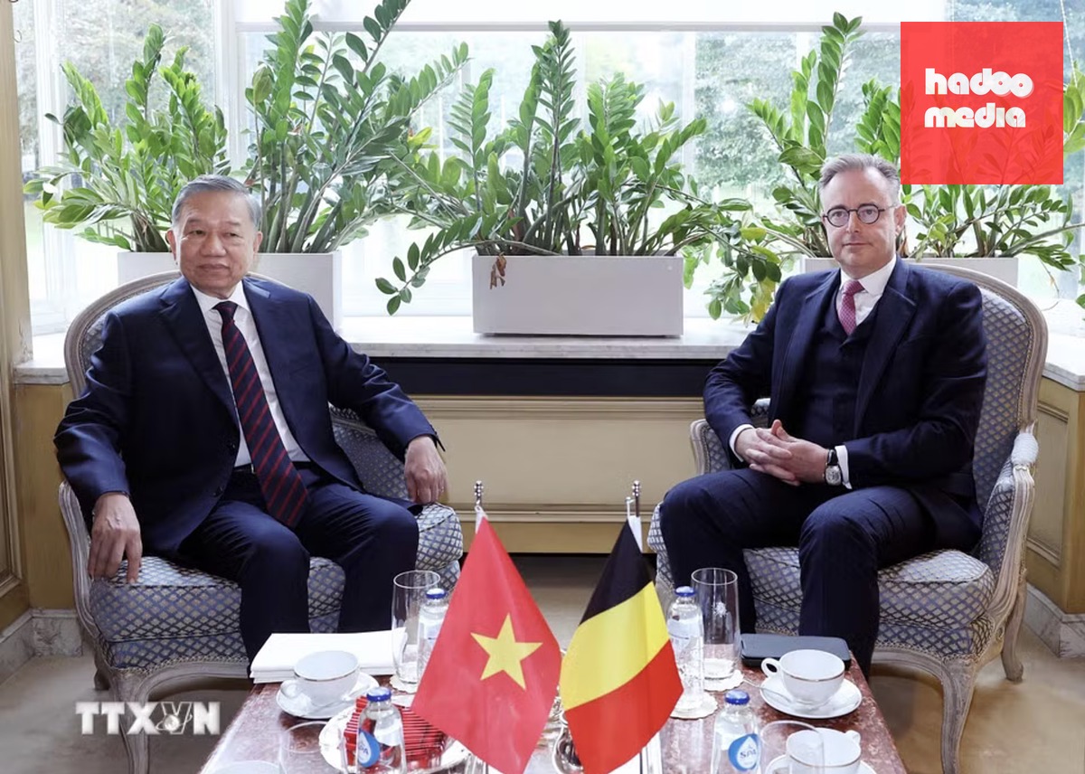 Tổng Bí thư, Chủ tịch nước Tô Lâm và Thủ tướng Bỉ Bart De Wever gặp hẹp trước hội đàm - Ảnh: TTXVN