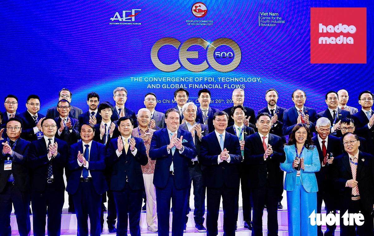 Chương trình CEO 500 với chủ đề "Sự hội tụ của FDI, Công nghệ và Dòng chảy tài chính toàn cầu" diễn ra trong khuôn khổ Diễn đàn Kinh tế mùa thu 2026 tại TP.HCM - Ảnh: THANH HIỆP