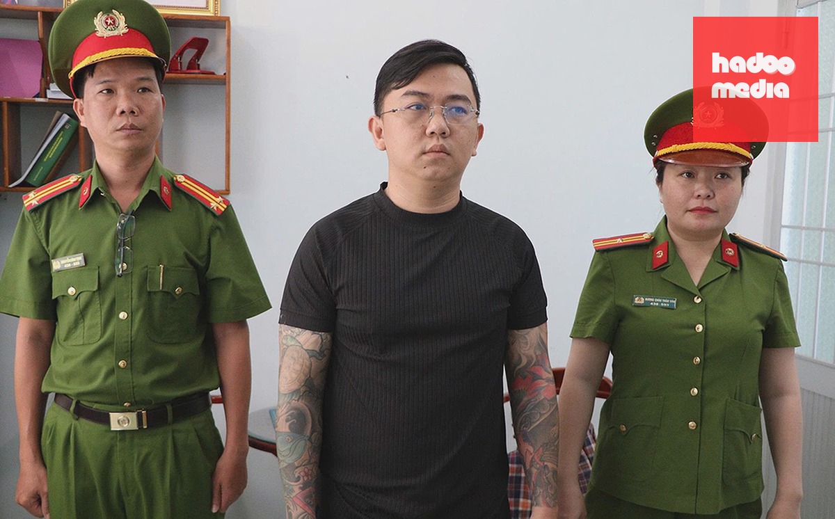 Nguyễn Ngọc Thuận khi bị bắt tạm giam. Ảnh: Công an Vĩnh Long