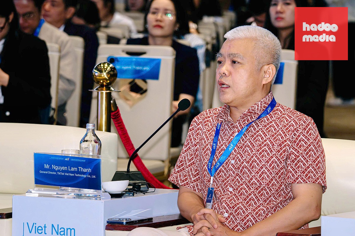 Ông Nguyễn Lâm Thanh, Tổng giám đốc Công ty TNHH Công nghệ TikTok Việt Nam, cùng chia sẻ tại Diễn đàn Kinh tế Mùa thu 2026 - Ảnh: THANH HIỆP