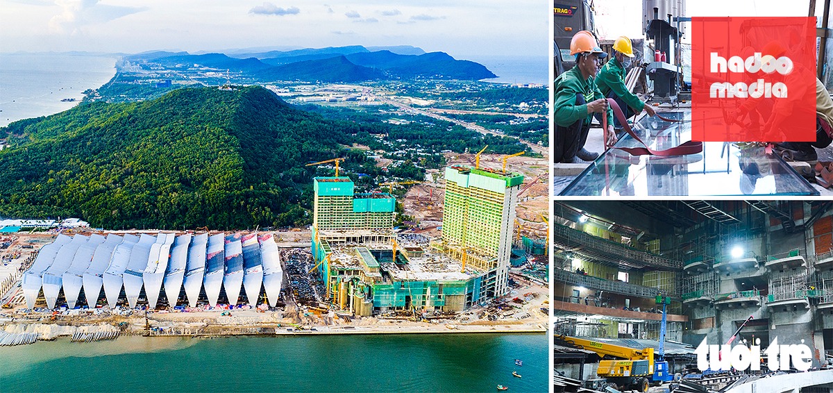 Trung tâm Hội nghị APEC 2027 ở Phú Quốc đang hoàn thành các công đoạn cuối cùng, để dự kiến thử nghiệm vào ngày 30-1-2027 - Ảnh: CHÍ CÔNG