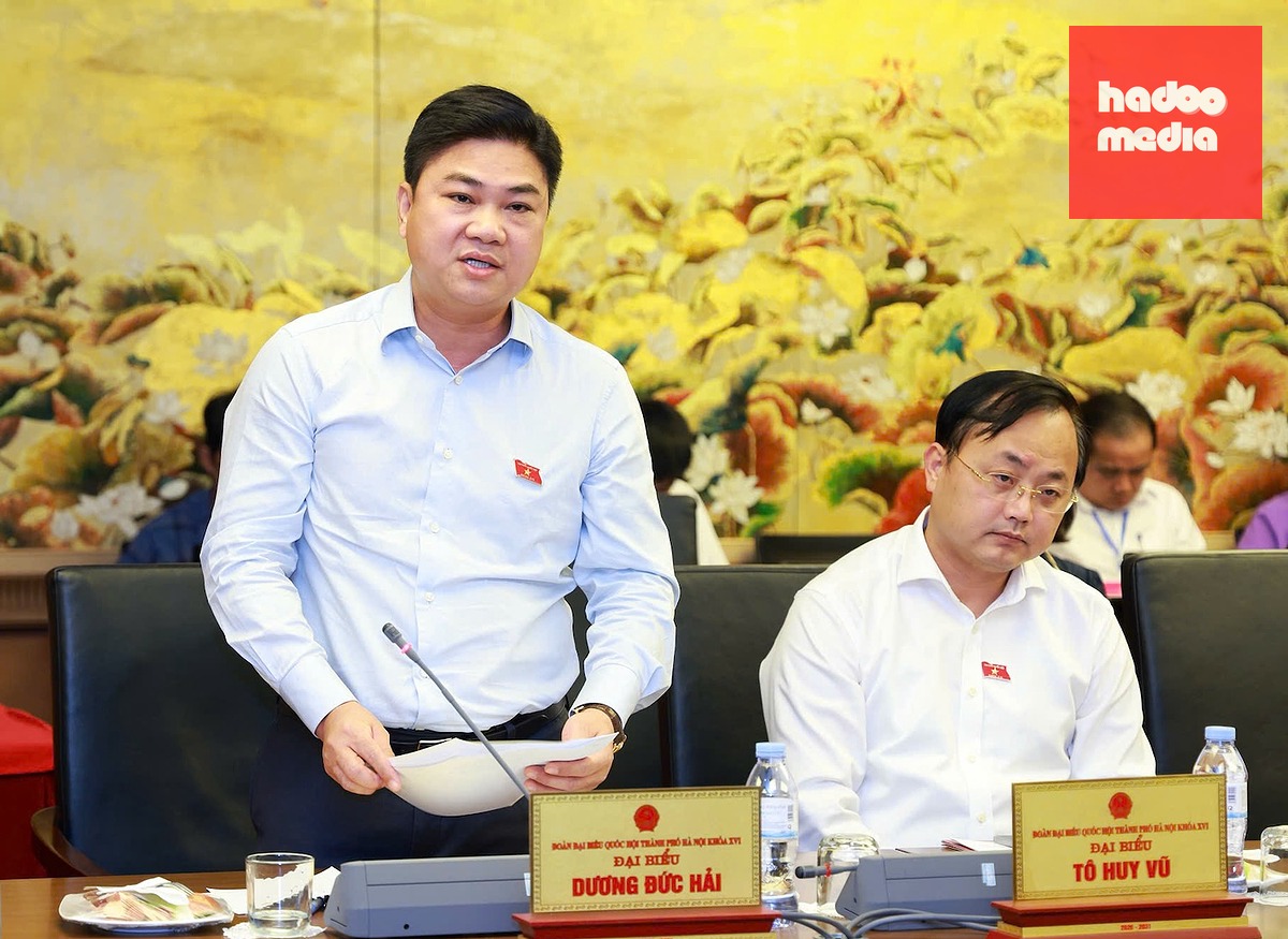 Đại biểu Dương Đức Hải phát biểu tại tổ - Ảnh: GIA HÂN